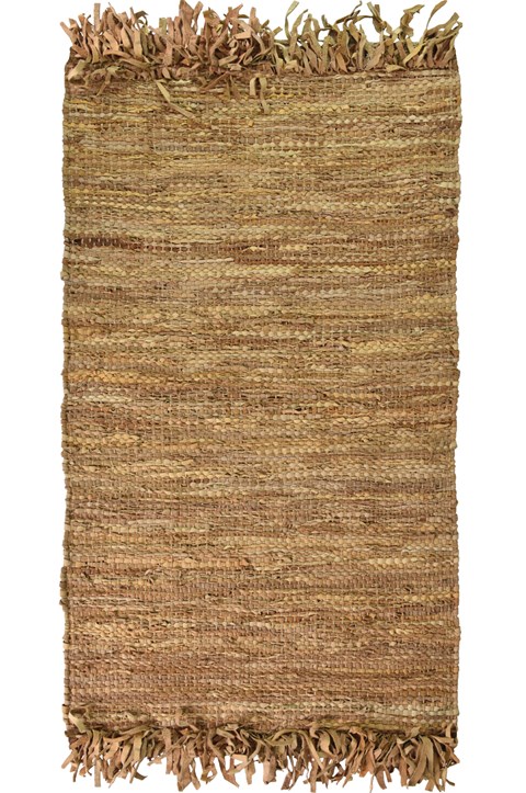 Leather Plain Rug Dark Camel