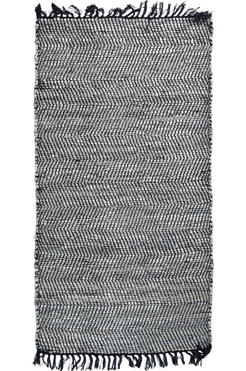 Leather Solid Rug Dark Grey