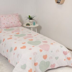 Naf Naf Hearts 352 - White Pink Κουβερλί